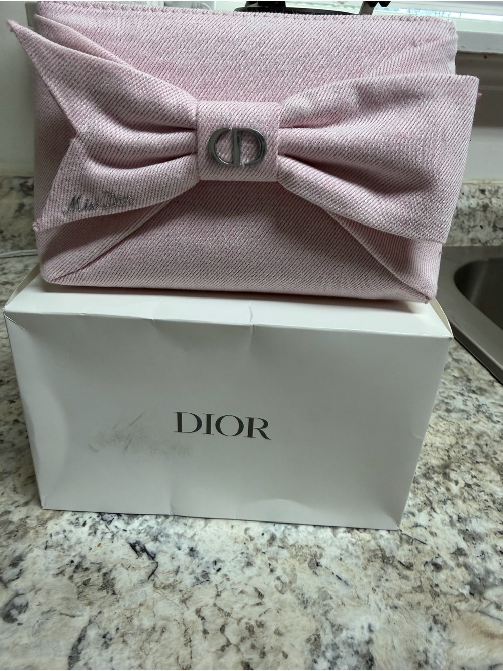 Dior Light Pink Bow Clutch with CD Logo
